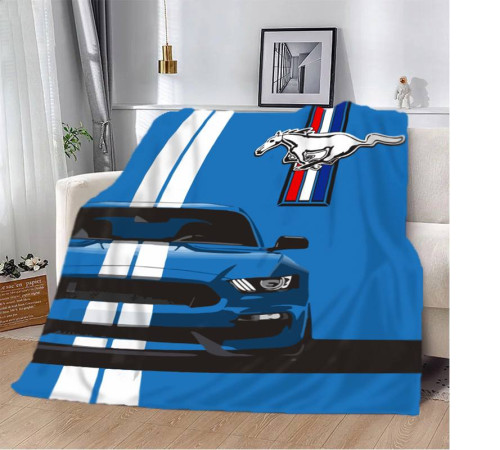 Плед 3D Синій Ford Mustang 12433 135х160 см