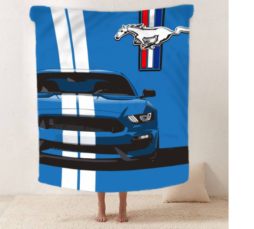 Плед 3D Синій Ford Mustang 12433 135х160 см