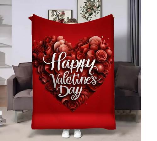 Плед 3D на день закоханих Happy Valentine's Day 17994 135х160 см