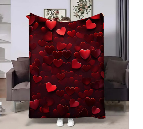 Плед 3D на день закоханих Red Hearts 17996 135х160 см