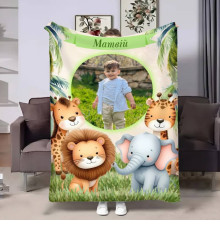 Плед 3D з метрикою Метрика для дівчинки Джунглі Малюка 1 фото 32785 80х100 см