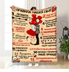 Плед 3D з побажаннями "Правила нашої сім'ї №6" 15679 135х160 см