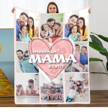 Плед 3D зі своїм фото Мама "Найкраща мама в світі" на 8 фото 10669 160х200 см