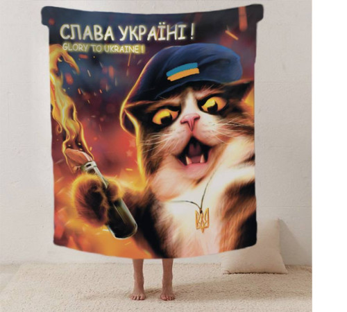 Плед патріотичний 3D Котяча Революція 12369 160х200 см